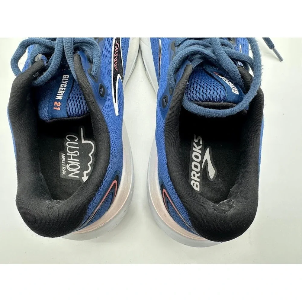 Brooks Glycerin 21 Mens Running Shoes Blue Black Coral DNA LOFT v3 Cushioning